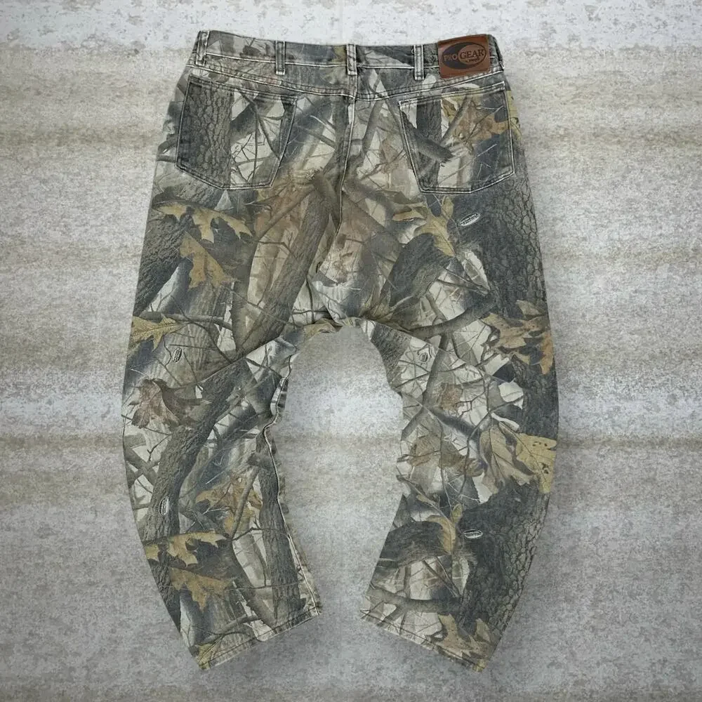 Vintage 90s Wrangler Realtree Jeans 38x30 Baggy Wide Leg Fit Hunting Camo Denim